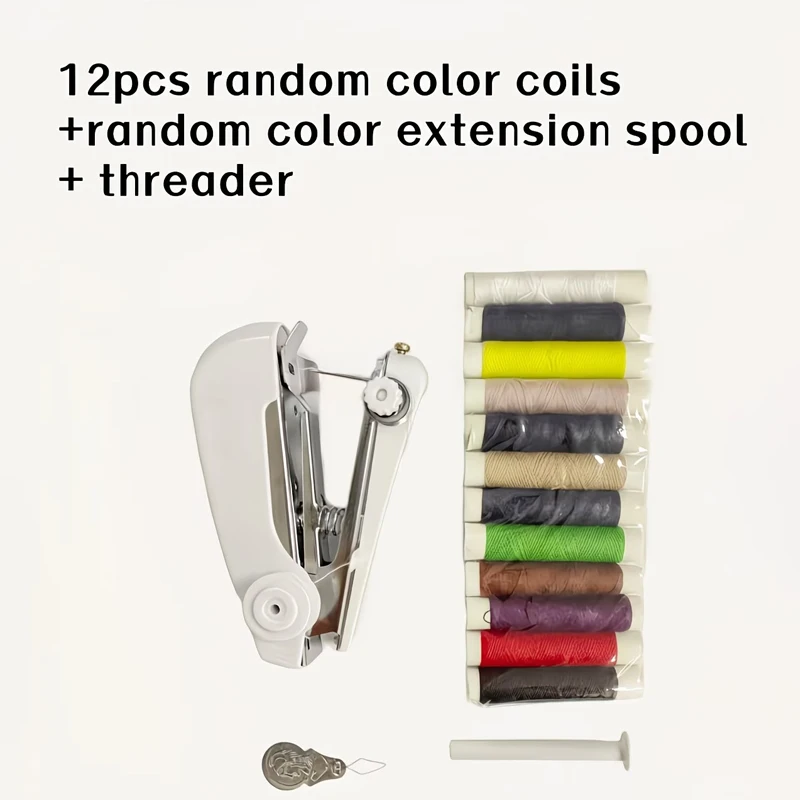 

13-piece portable mini sewing machine, handheld manual easy sewing, home portable sewing machine, white - 1 piece, small sewing