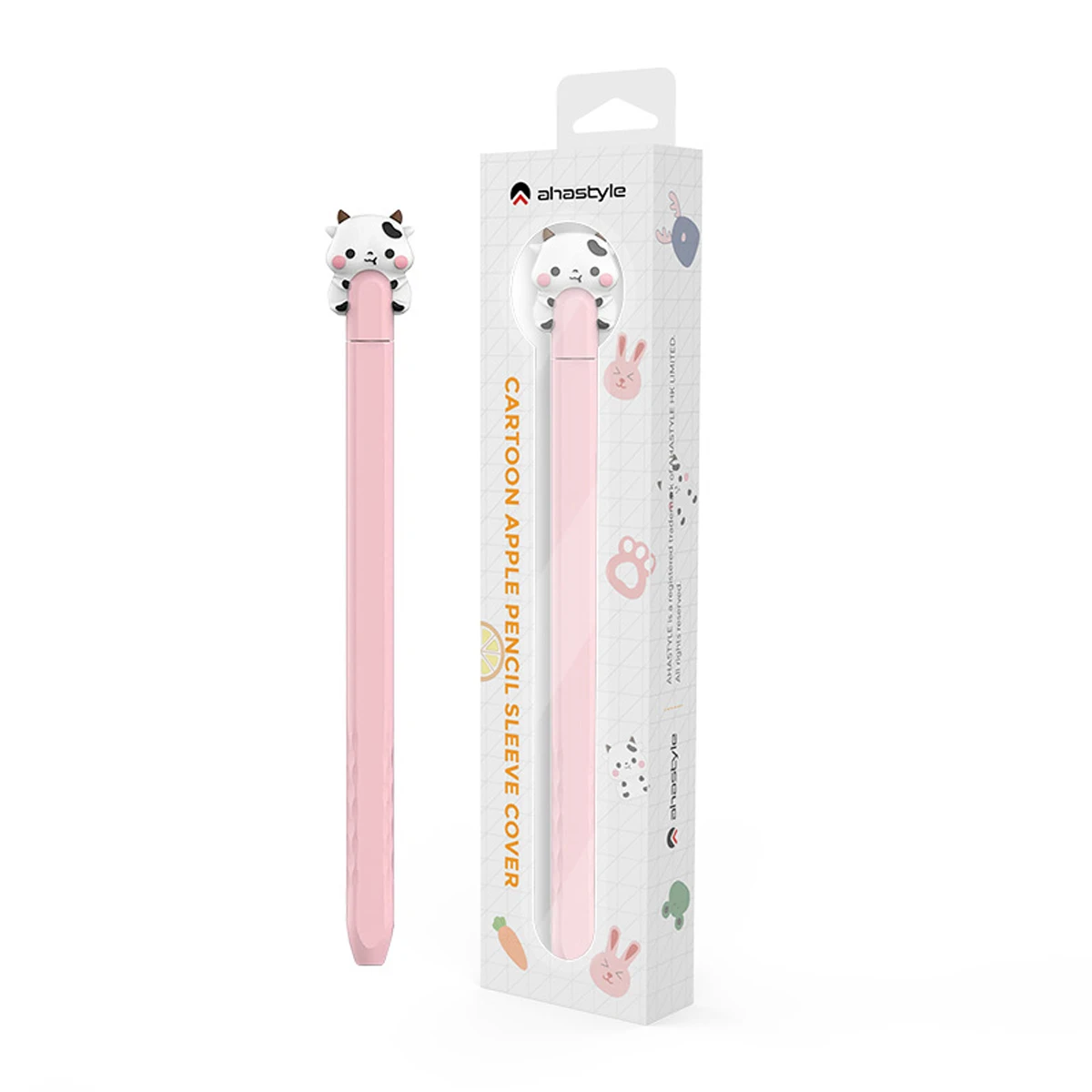 Niedliche Cartoon-Kuh-Stylus-Schutzhülle, geeignet für Apple Pencil Pro 2 & 1 Stifte, bezaubernde Cartoon-Silikon-Stifthülle.