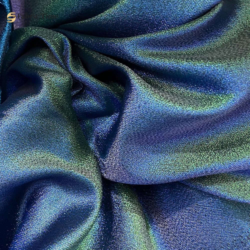 Blue purple champagne Luxury glittering composite gold thread fabric Evening dress Stage costumes Set Curtain thick Fabric view 3