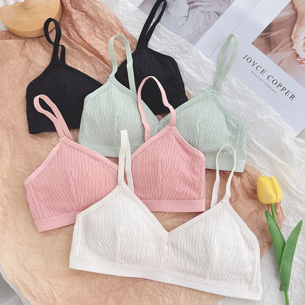 

Thin French Style Bralette Lace Wireless Triangle Cup Women Lingerie Soft Bra Seamless Underwear Deep V Girls