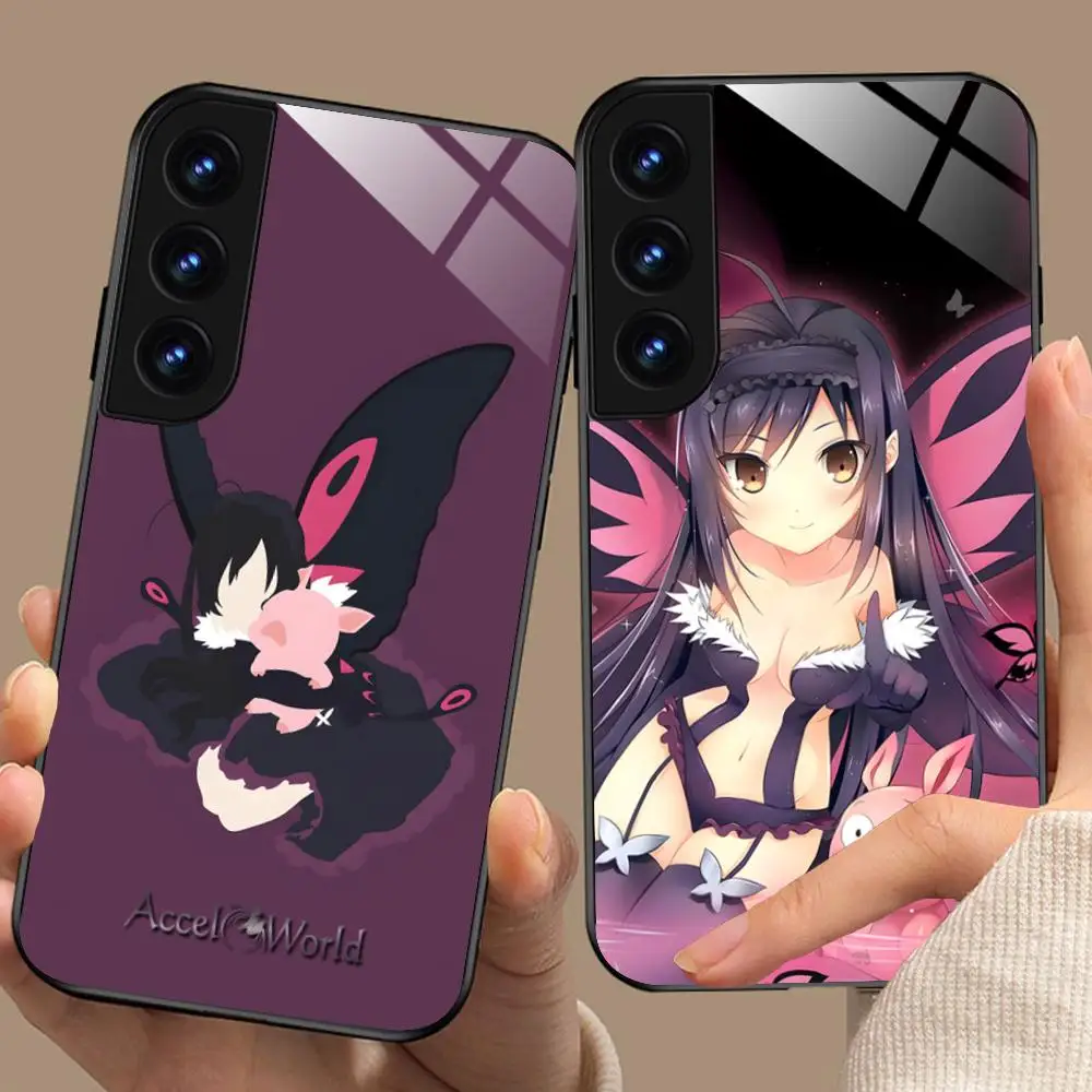 Accel World Kuroyukihime Phone Case for Samsung Galaxy A56 55 54 53 52 51 36 35 34 23 16 15 5G Glass Cover Smartphone Cover
