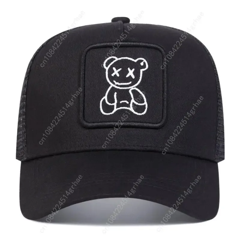 Czapka baseballowa unisex z haftowaną pandą, damska, męska, siateczkowa, regulowana, przeciwsłoneczna, rekreacyjna, na podróże, turystykę, wakacje na plaży.