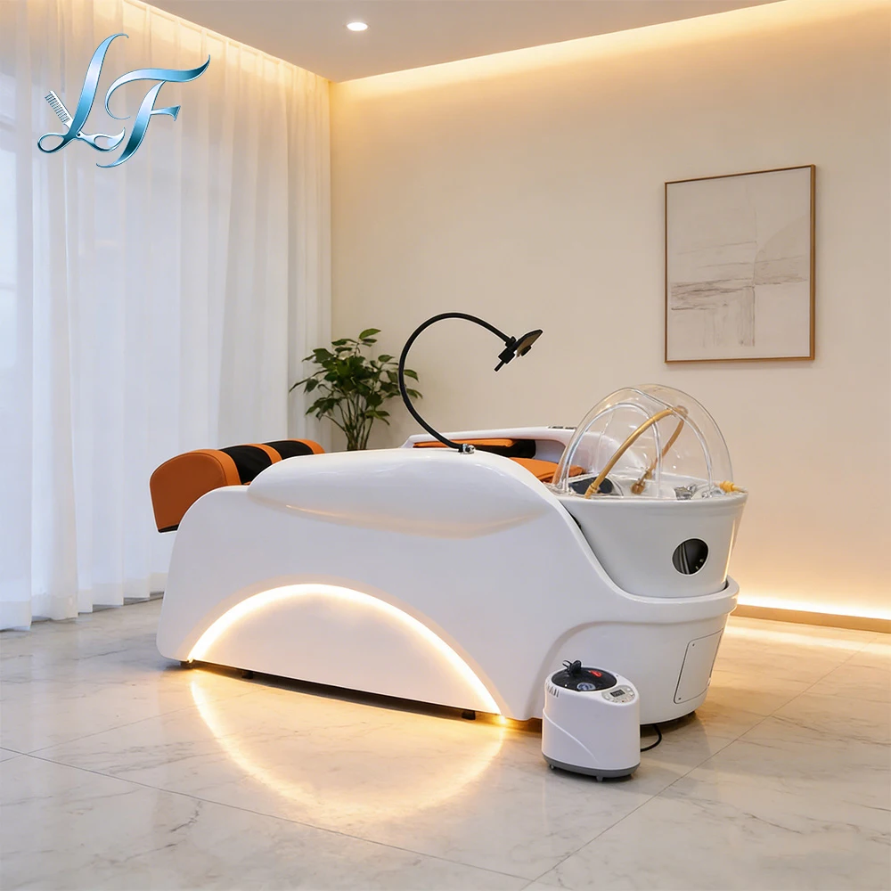 Electric Massage Shampoo Bed Multifunctional Lying Head Therapy Bed With Constant Temp Water Circulation And Fumigation Salon