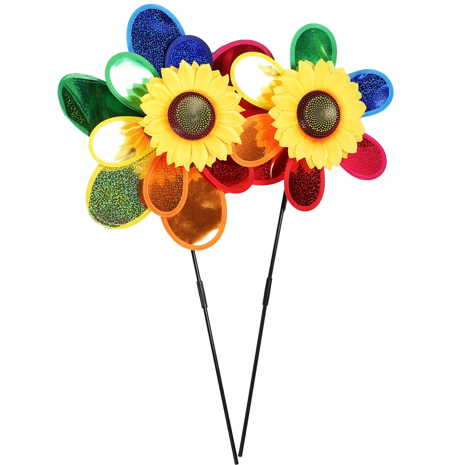 

2Pcs Colorful Windmill Decor Garden Pinwheel Outdoor Ornament for Balcony Patio Party Wedding Garden Accessory Landscape Decor