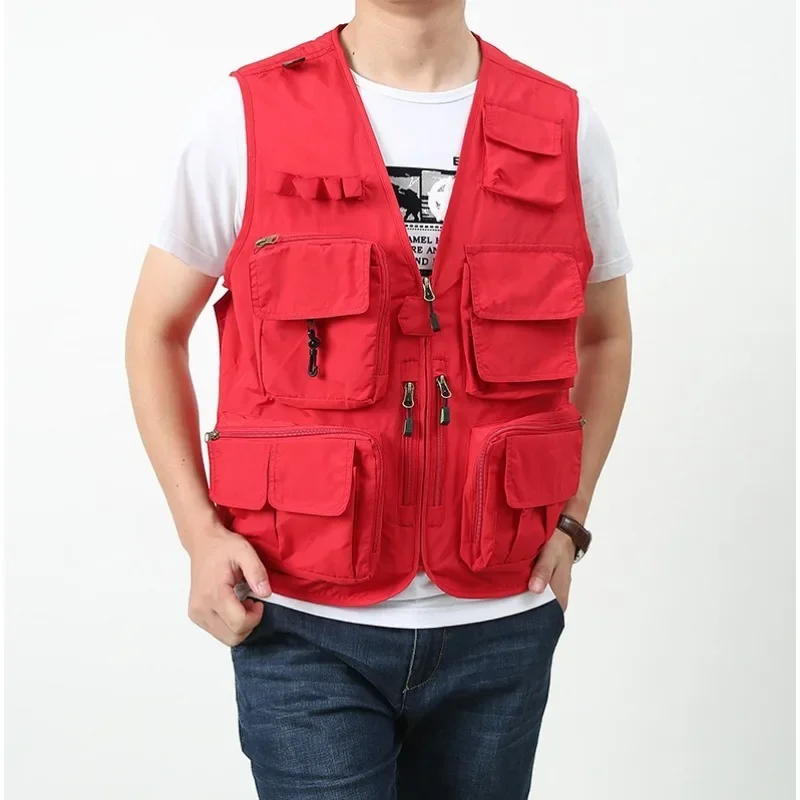 Free Camping Hunting Vest Shipping Sleeveless Clothing Jacket Biker Work Multi-pockets Men's Multipocket Man Leisure Pocket Coat