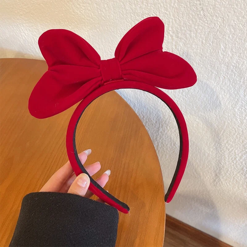 Velvet Big Bow Red Headband Ladies Elegant Temperament High Cranial Headband Fashion Girls Cute Headband