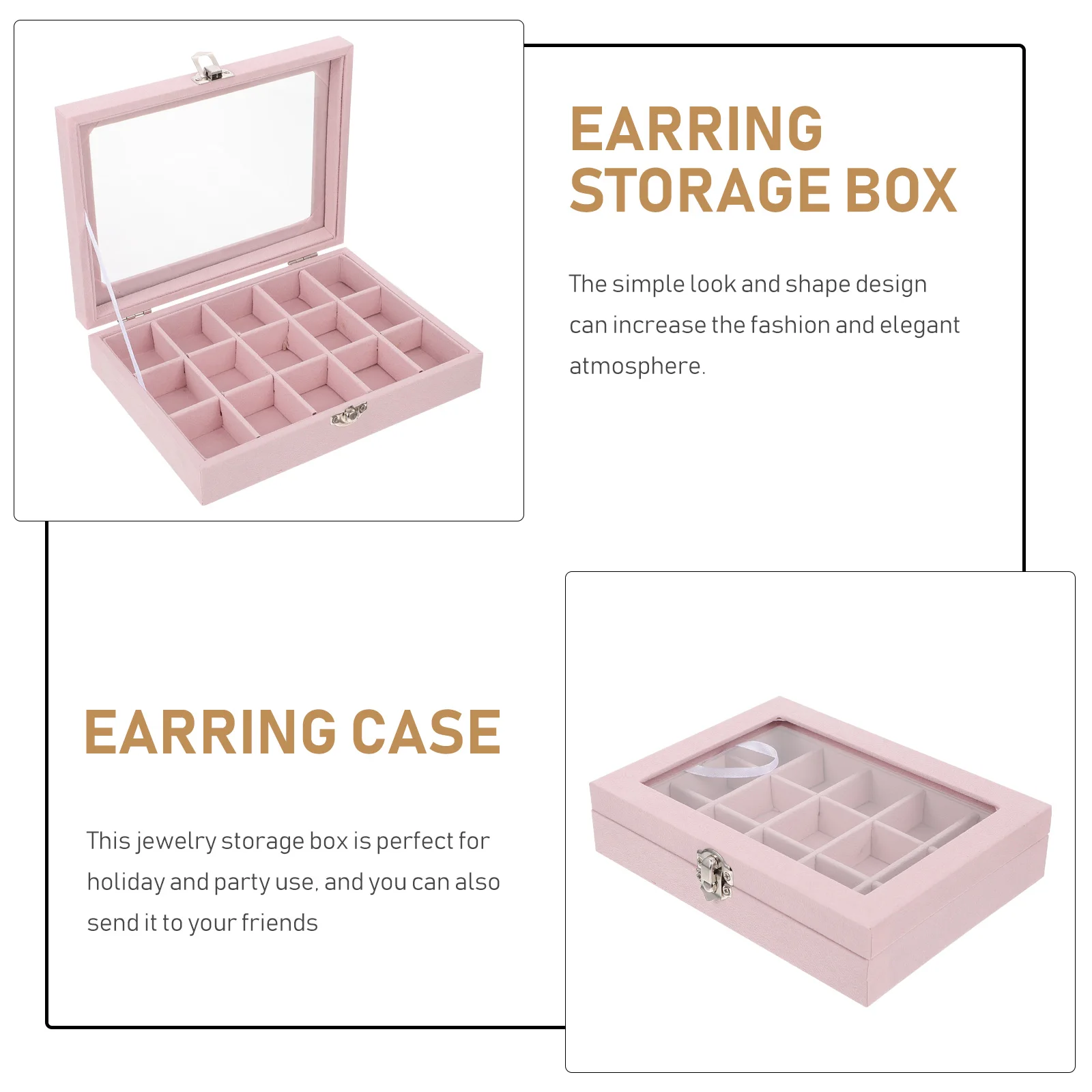

Accessories Earring Display Box Storage Glass Holder Organizer Jewelry Show Boxes