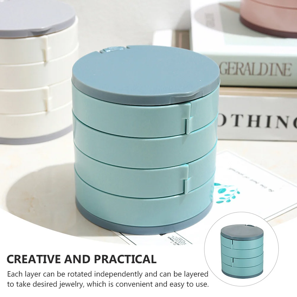 Jewelry Box Multilayer Rotating Organizer 360° Turntable Dustproof Storage For Necklace Earring Ring Bracelet Jewelry Case