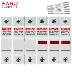 One Set 1P 2P DC Fuses Holder Solar 10*38mm PV 1000V 6A 15A 32A Base for Solar Photovoltaic System Short Circuit Protector GPV