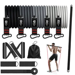 Set di fasce di resistenza da 200 libbre con barra fitness Allenamento Palestra Tirare la corda Yoga Tubo in lattice Sport Attrezzatura elastica per esercizi per la casa