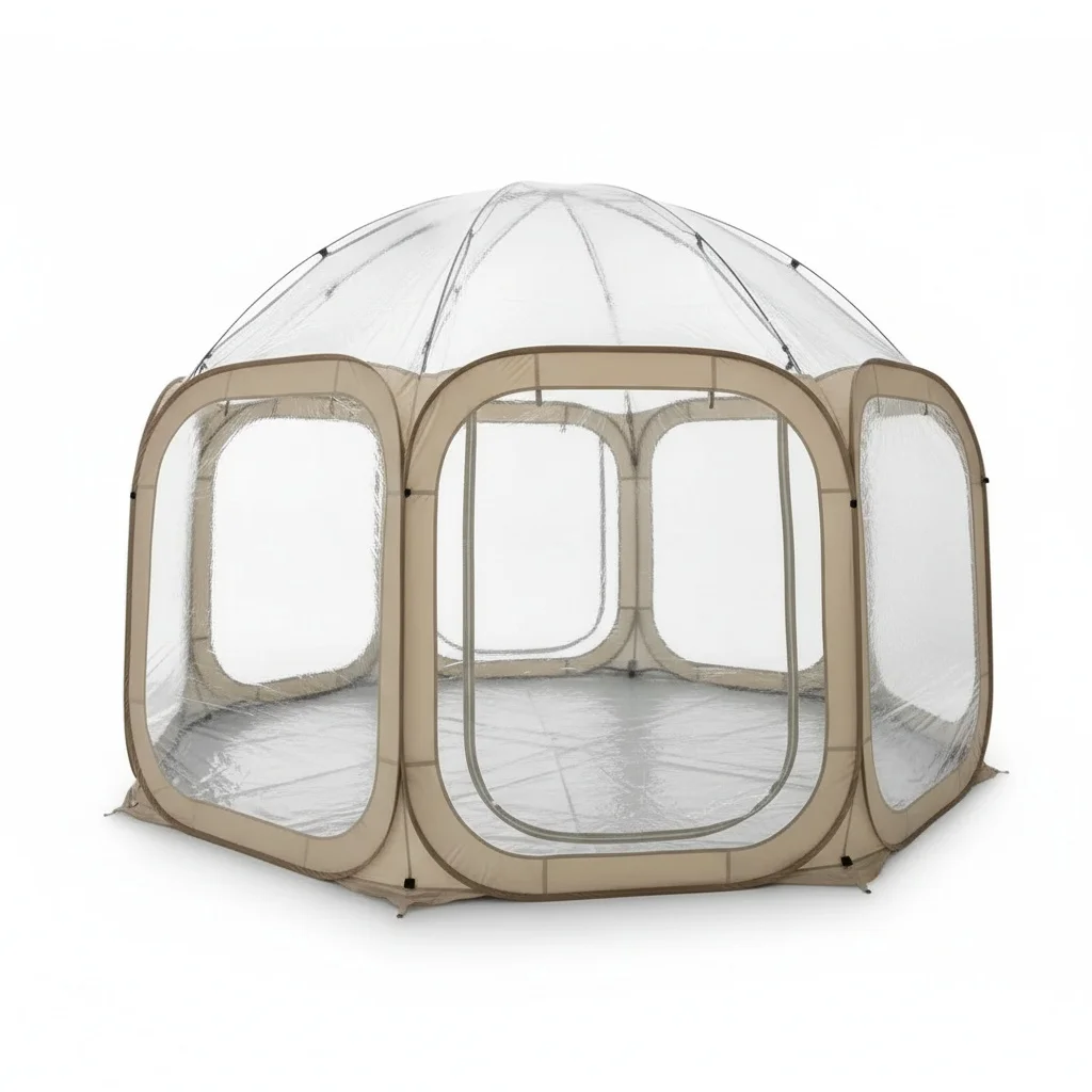 Waterproof PVC Tent, 360 x 360 x 230cm Transparent Starry Sky Tent, 2-16 Person Four Season Oxford Fabric Family Cabin Tent