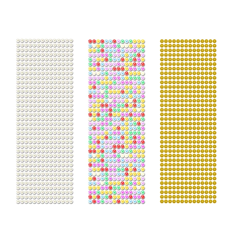 4PCS Pearl Sticker 3mm/4mm/5mm/6mm White/Beige/Color Pearl Sticker Decor Rhinestones DIY Charm Clothes Nails Home Accessories