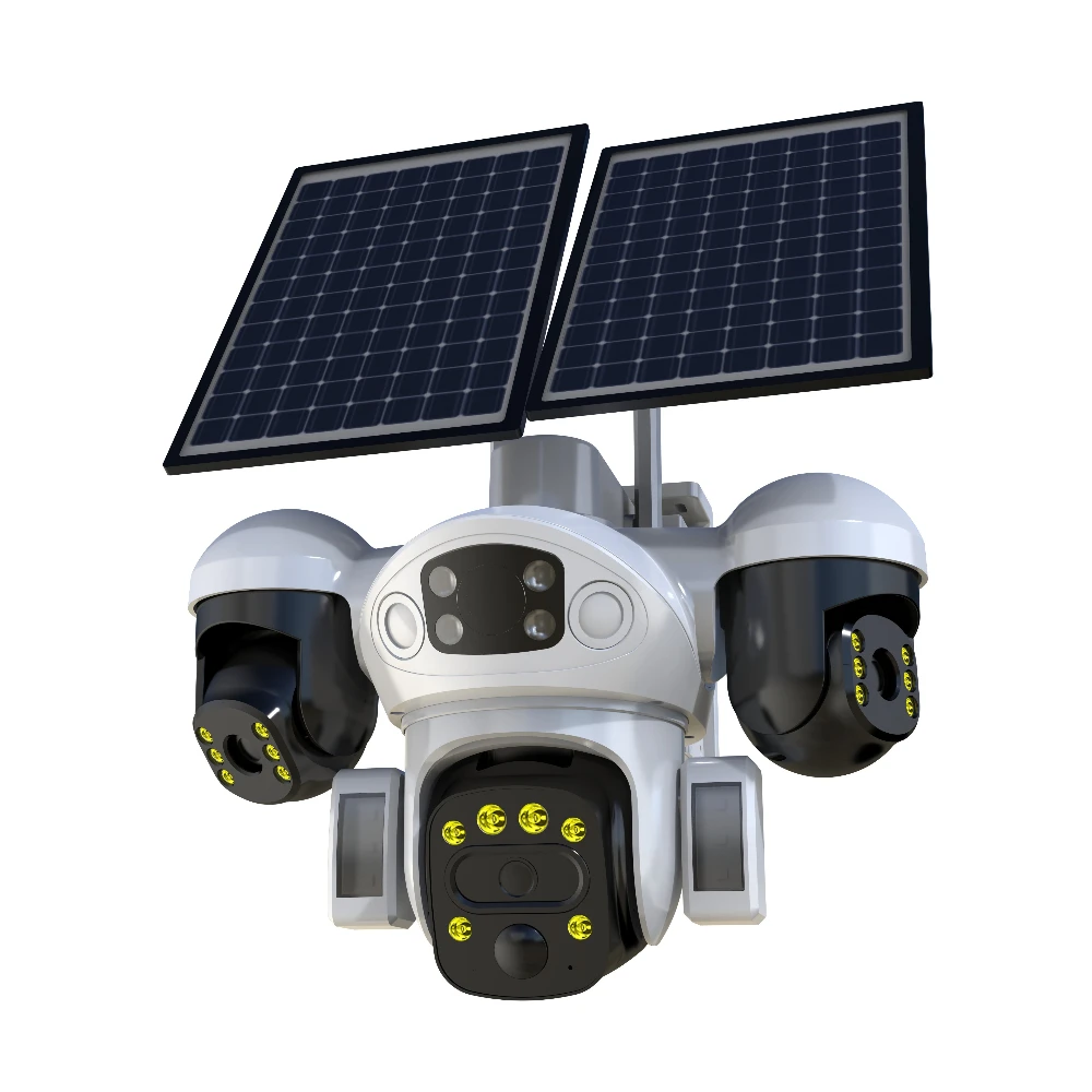 

True HD Quad-Lens Smart Mini Camera 4G Connectivity Full-Color Night Vision Solar Powered With Built-in Battery