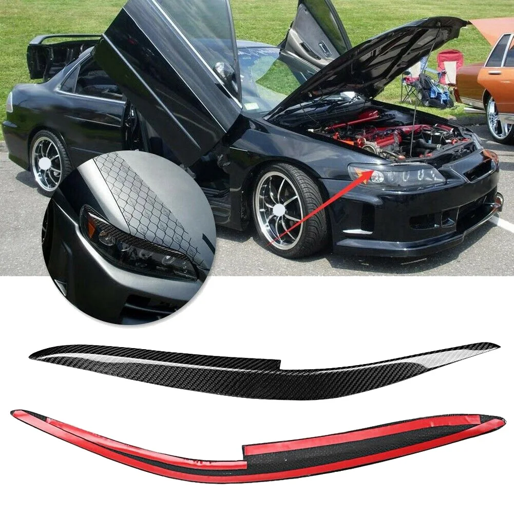 Carbon Fiber Headlight Eyebrows Eyelids Trim Sticker for Honda Accord