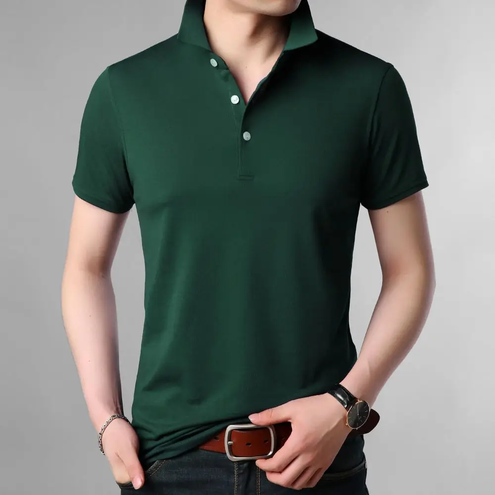 COODRONY Pure Color Polo-Shirt Men Summer Business Casual Tops Skin-Friendly Breathable Comfortable Short Sleeve T-Shirts W5562