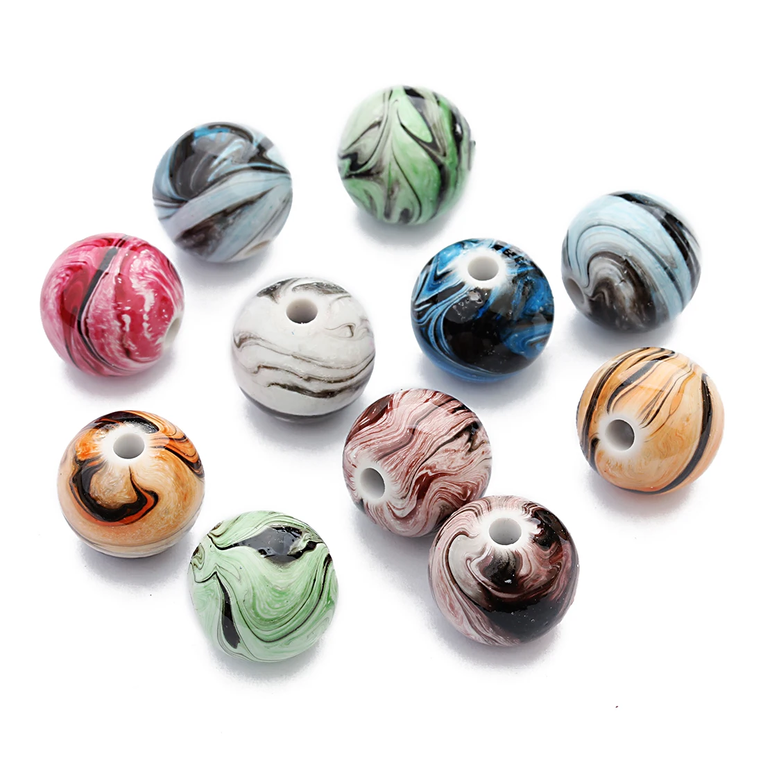 

30-100pcs Ink Painting Acrylic Beads For Jewelry Making Resin Beads Loose Spacer Beads Handmade DIY Bracelet Necklace Wholesale