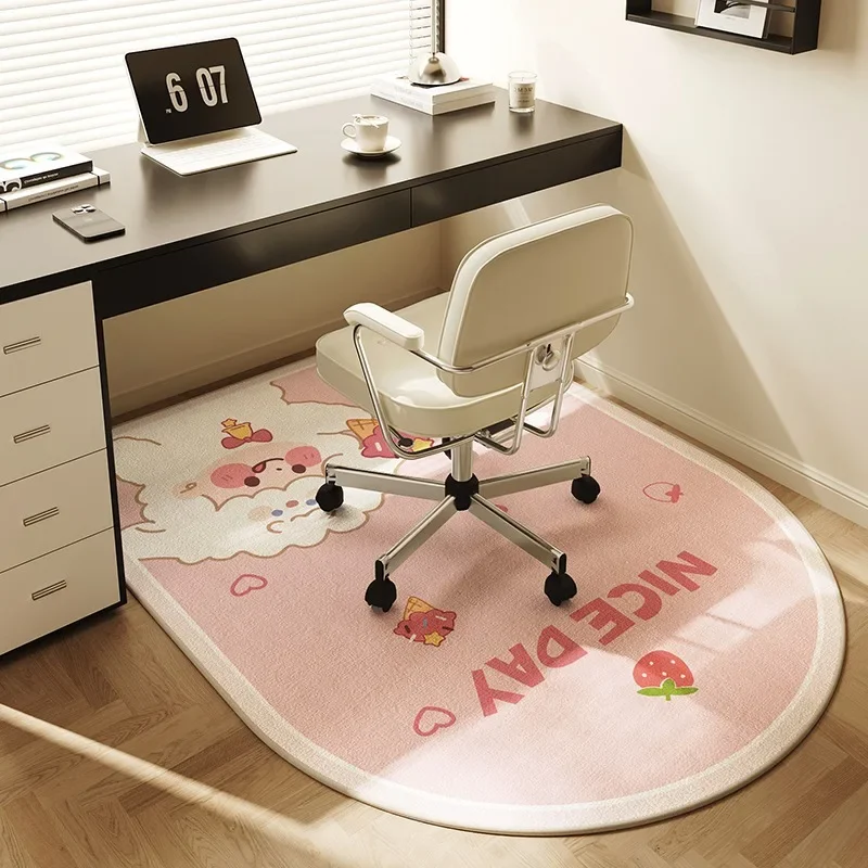 Living Room Carpet Cartoon Plaid Desk Study Reading Area Rug Bedroom Swivel Chair Computer Chair Round Floor Mats Alfombra 양탄자