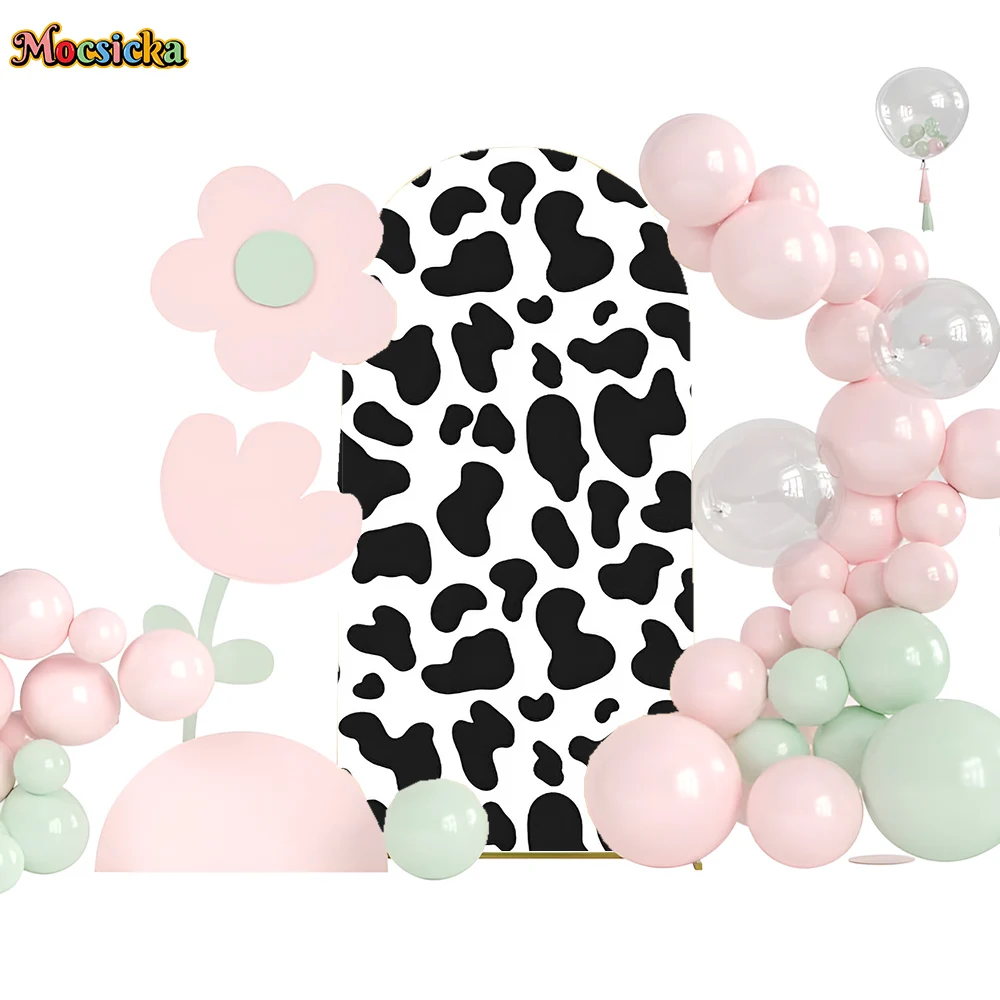 

Mocsicka 2-Sided Arch Backdrop Covers Cow Boys Birthday Party Decorations Baby Shower Arched Background Studio Photography Props