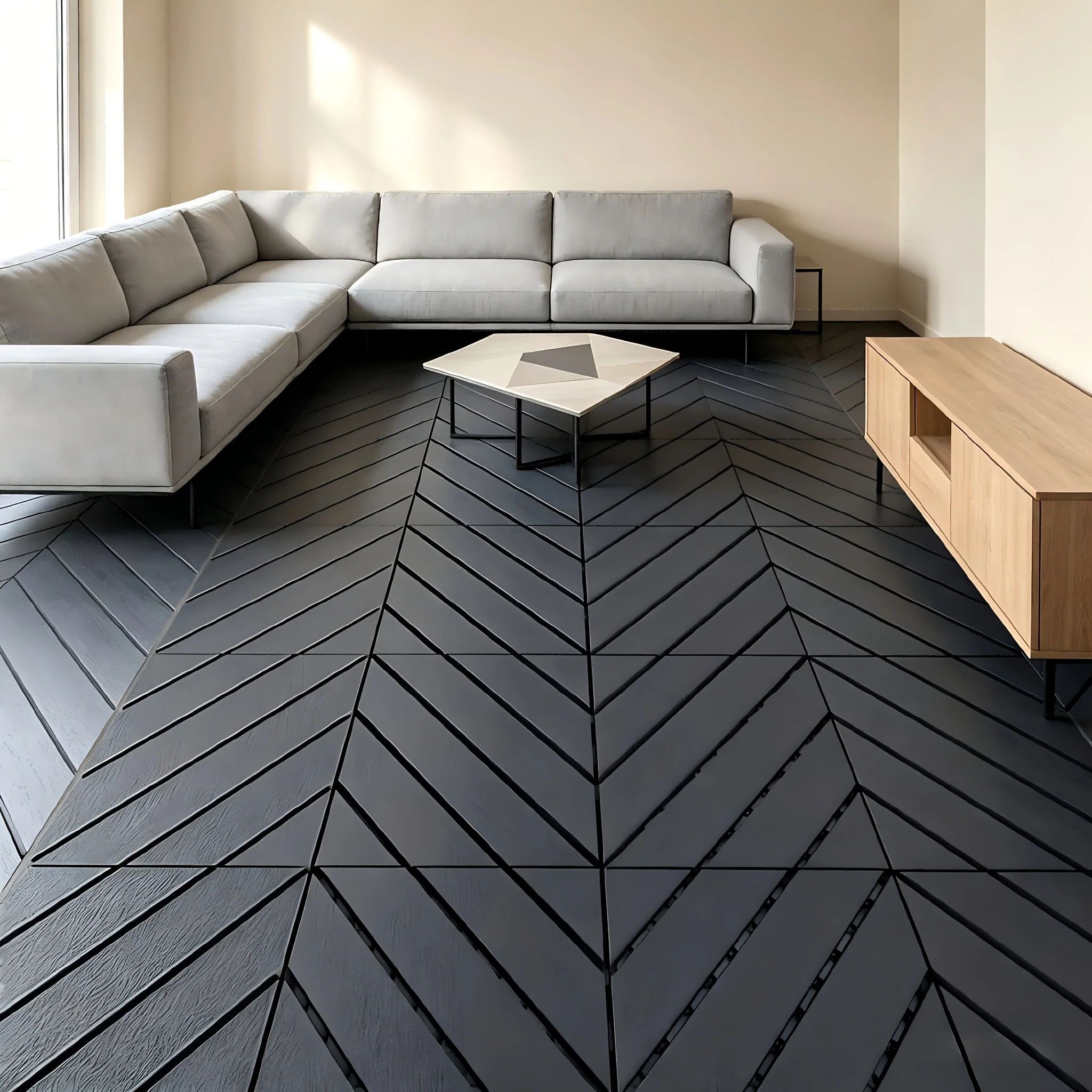 

60pcs Set Of 12 "x12" Gray/brown Diagonal Striped Splicing Flooring, Waterproof And Non Slip, 44pcs with 7 Corners And 8 Edges+installation Gloves, All-weather Modular Plastic Floor Tiles, Suitable for Porch, Poolside, Balcony, Backyard