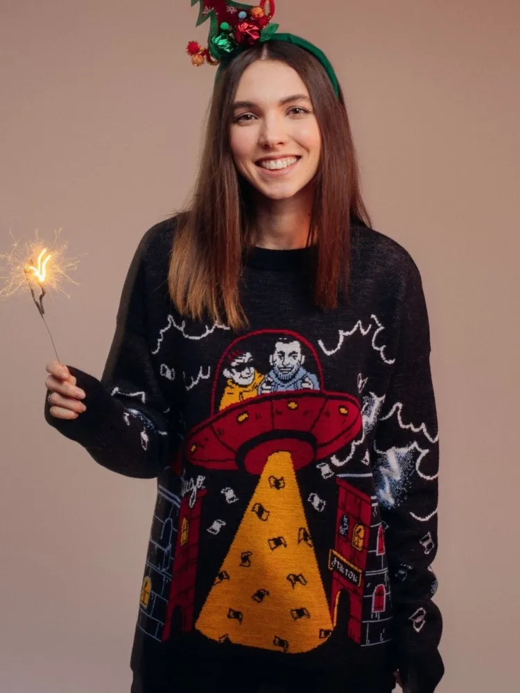 패션 여성 겨울 니트 풀오버 탑 힙합 Antihypetrain 만화 그래픽 스웨터 하라주쿠 점퍼 코트 Y2k streetwear 의류