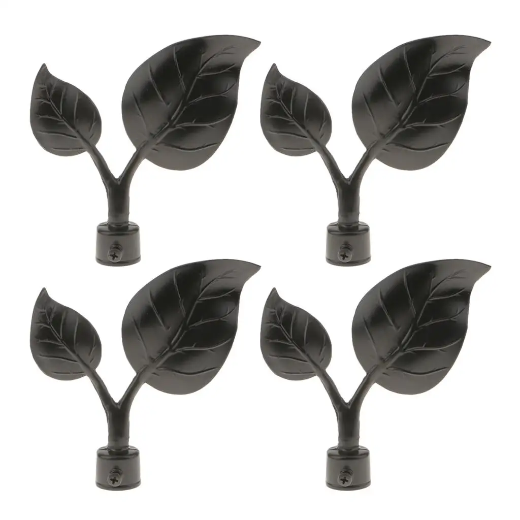 Decorative Curtain Pole Finials Ends Modern Black Alloy for 22mm Rods Window Curtains Stand