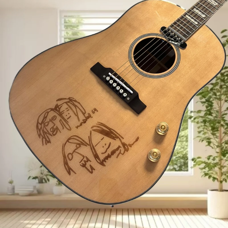 J160 Natural Electric Acoustic Guitar Spruce Top Rosewood Back Sides Built in Pickup Engraved Pattern Singing Free Shipping