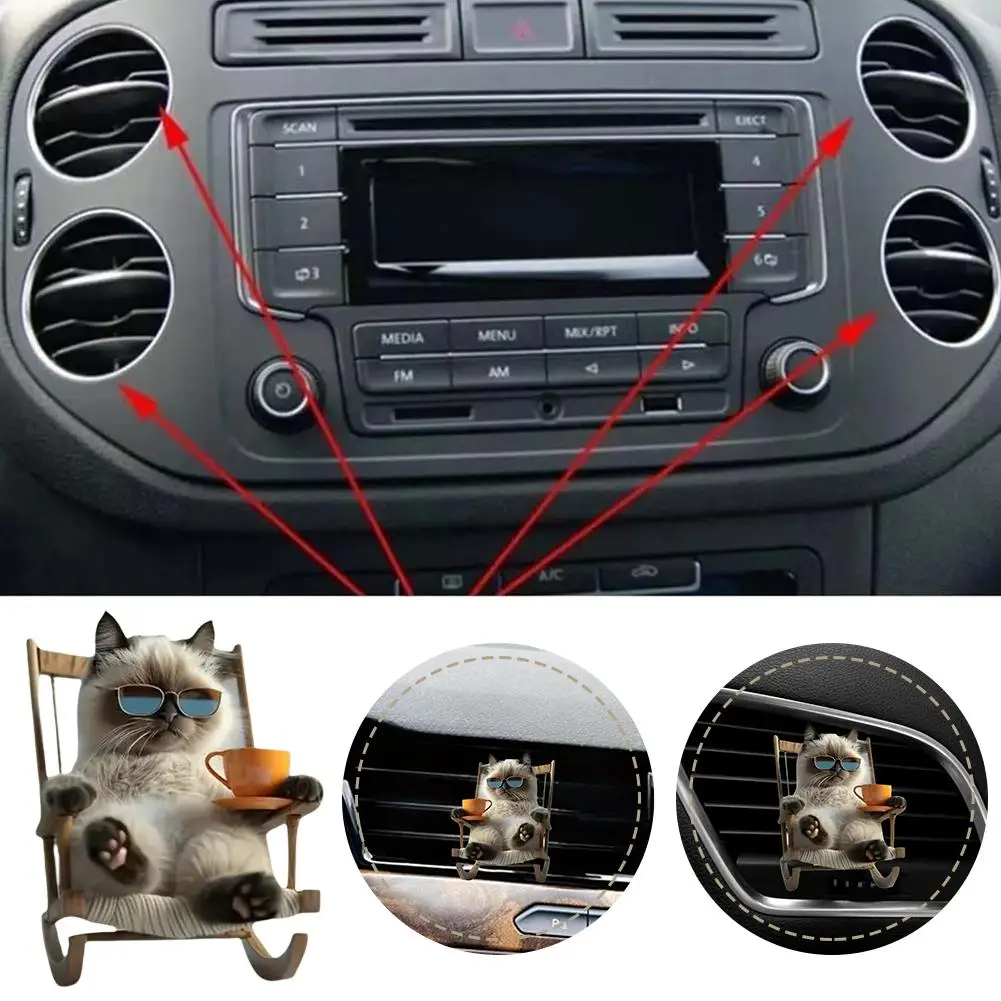 2D Cute Car Outlet Vent Perfume Clips Cat Air Freshener Car Conditioning Diffuser Decoration Clip Aromatherapy Perfume Inte J5R7