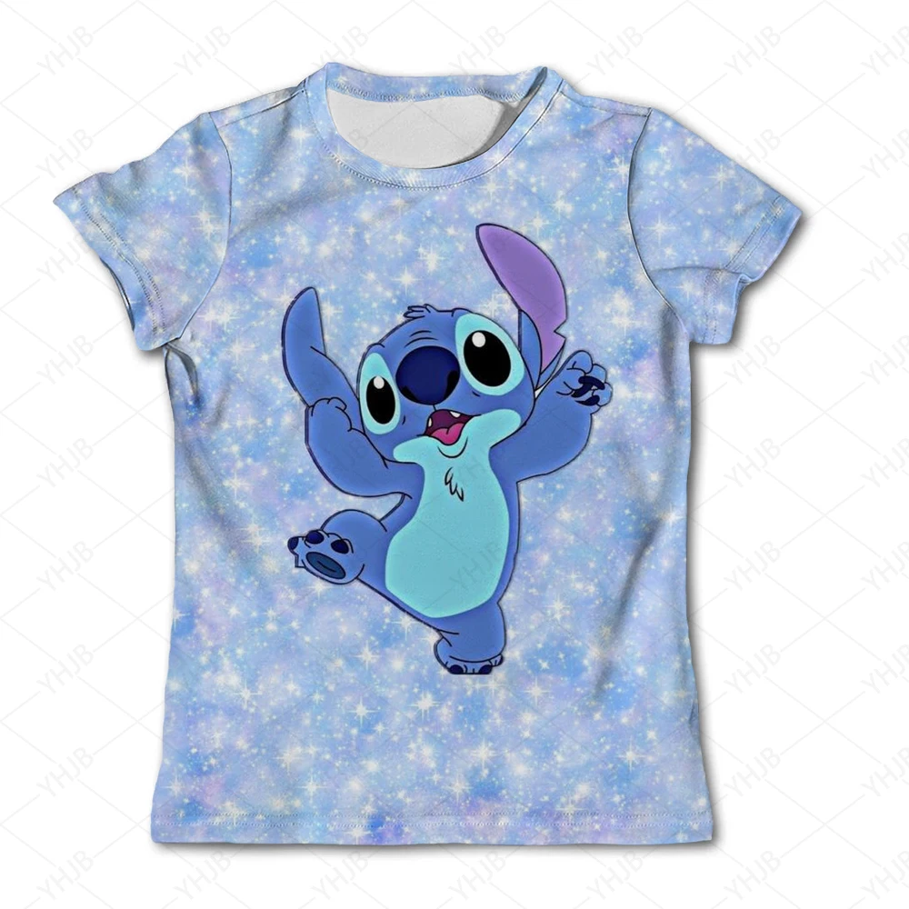 Kids T-shirts Kawaii Lilo & Stitch Cute Pattern Tshirts Black White Tees Fashion Causal Outdoor Children Dropship T Shirt Disney