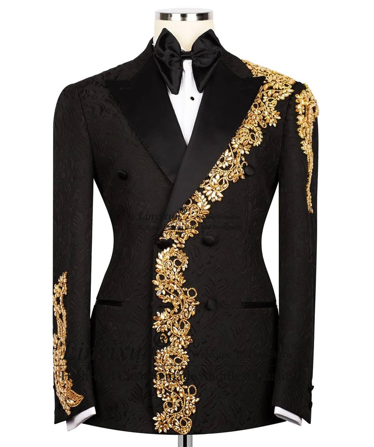 

Sparkly Diamond Ornament Men Suits 2 Pieces Sets Groom Jacquard Tuxedos Male Prom Blazers Customized Wedding trajes para hombre
