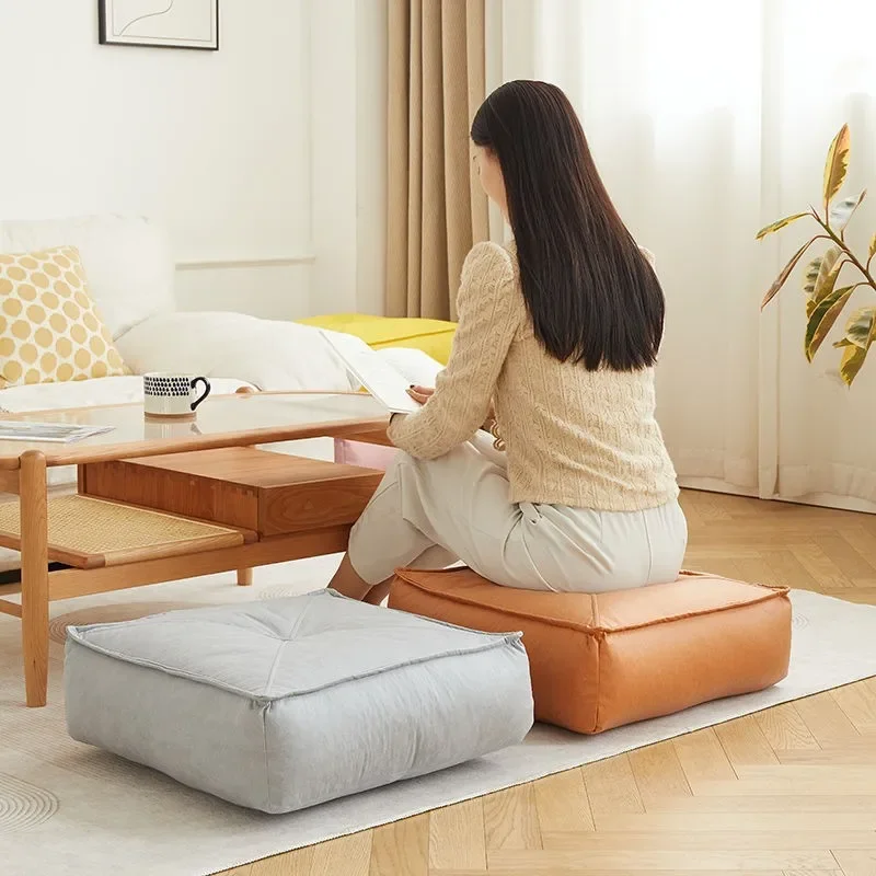 Japanese Style Futon Cushion PU Leather Floor Seat Cushion With Fillings Living Room Thicken Lazy Tatami Sitting Mats Household