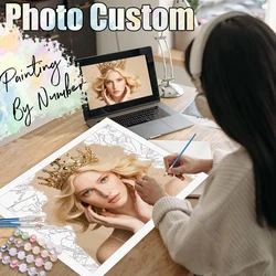 GATYZTORY Photo Custom Painting By Numbers Figure Coloring By Numbers Wall Art For Adult Kits Handiwork Color Canvan Acrylic