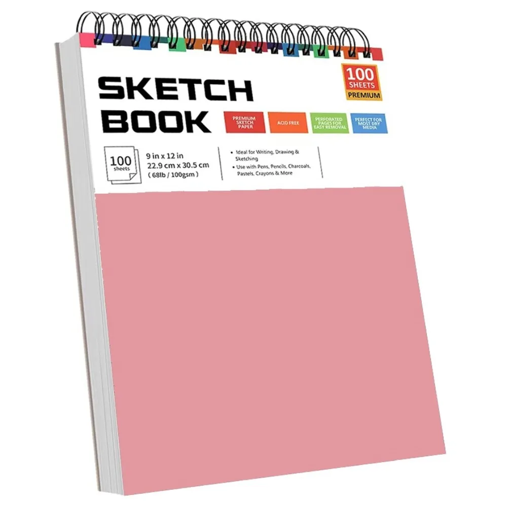 New Top Spiral Binding A4 Sketchbook Hardcover 100gsm Drawing Paper Pad 100 Sheets Blank Paper Drawing Pad