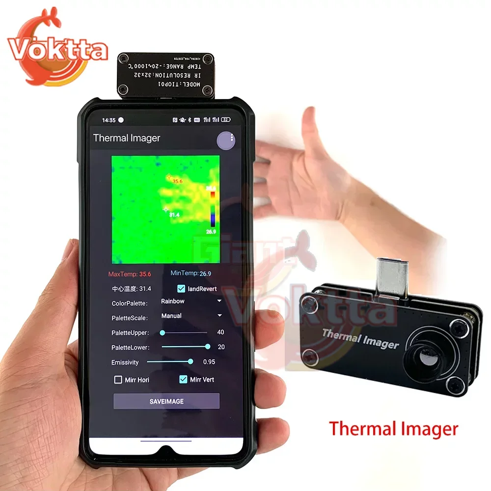 imagem termica profissional alta resolucao telefone android usb infravermelho sensibilidade ferramenta termometro tiop01 01