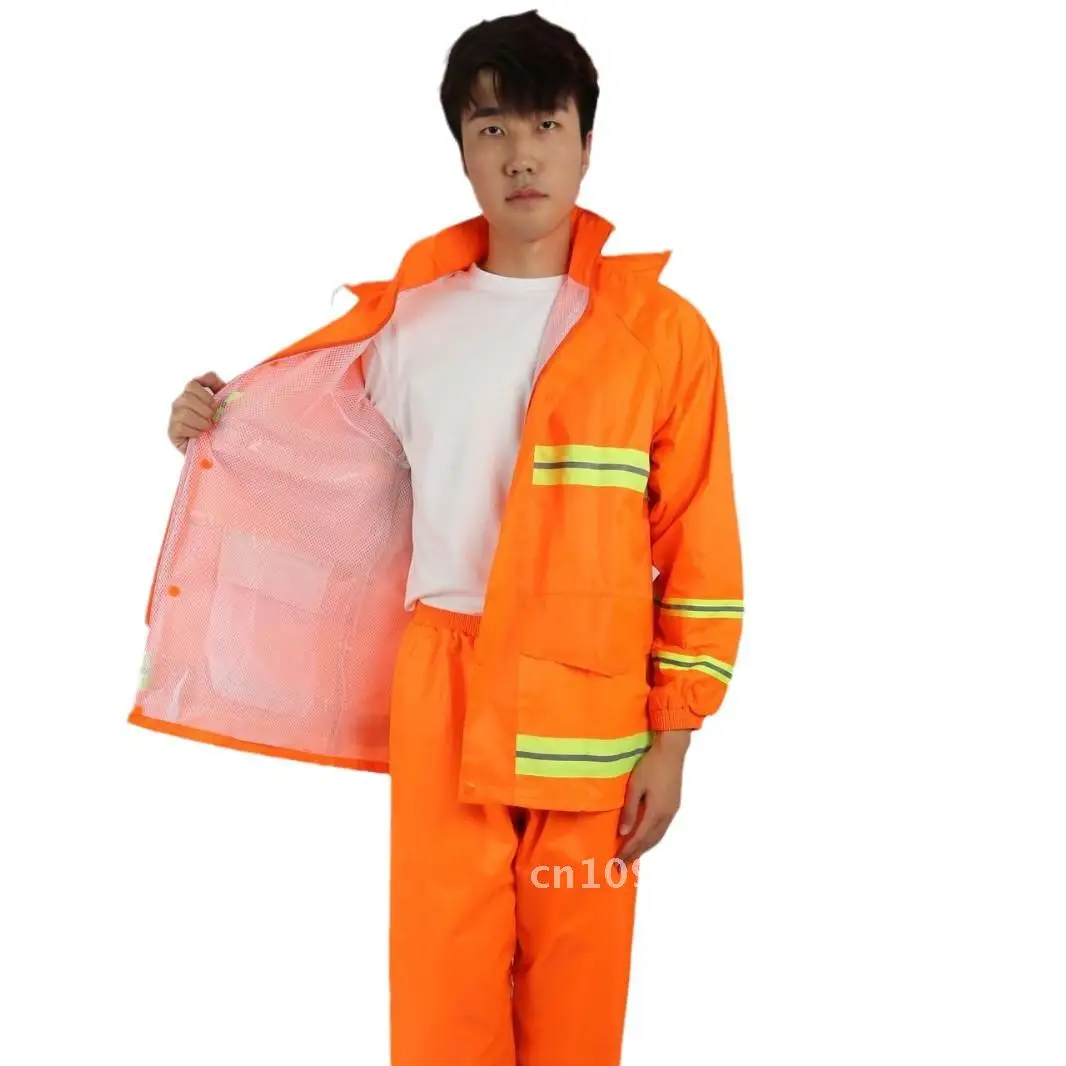 

Reflective One-Piece Poncho Raincoat Rain Pants Suit for Traffic Duty Take-Out Riding Labor Protection Black/Yellow/Orange