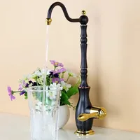 Black Gold Kitchen Sink Faucet Prified Water Tap only Cold 360 Degrees Rotating Drinking Faucet Soild Brass  Deck Mounted