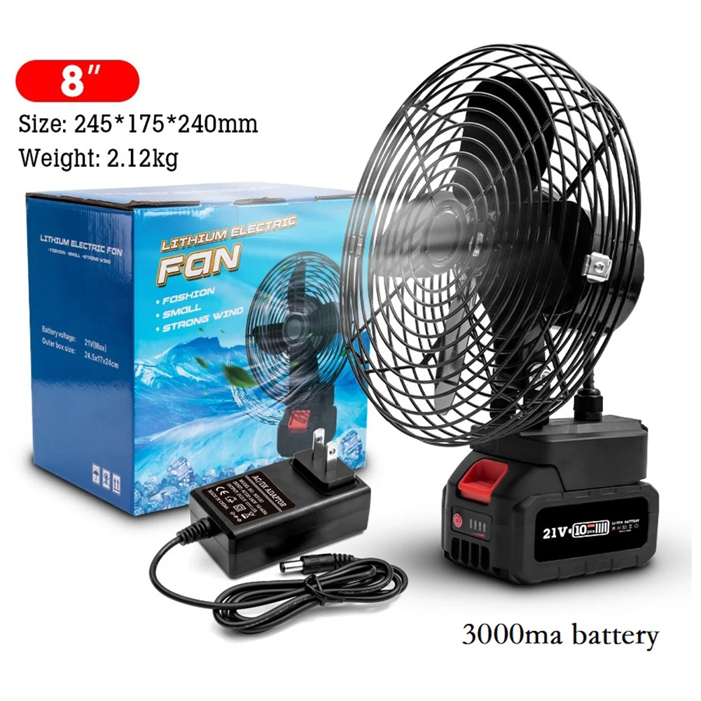 Ventilador, ventilador portátil ao ar livre com duas opções de velocidade 8 polegadas-1500ma-eua 8 polegadas-3000ma-ue 8 polegadas-3000ma-eua abs + pp novo