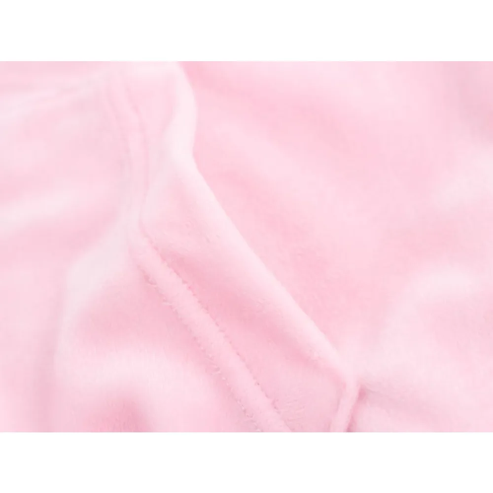 Aesthetic Women\'s Gorgeous Pink Two-piece Sport Set Fashion Velvet Hooded Jacket with Tonal Text Matching ComfyText Velvet Pants