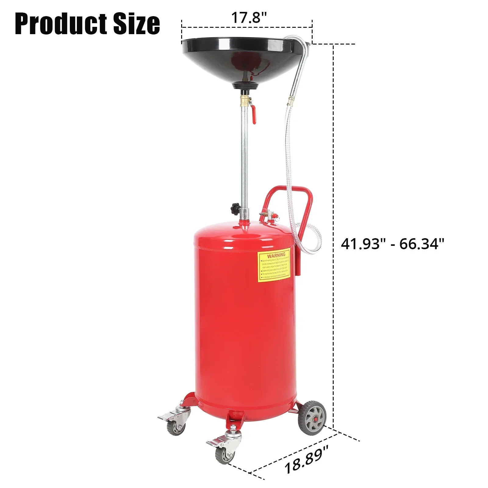 for 20 Gallon Portable Waste Oil Drainer, Height Adjustable Pneumatic Industrial Fluid Drain Tank with Wheels For Car Truck