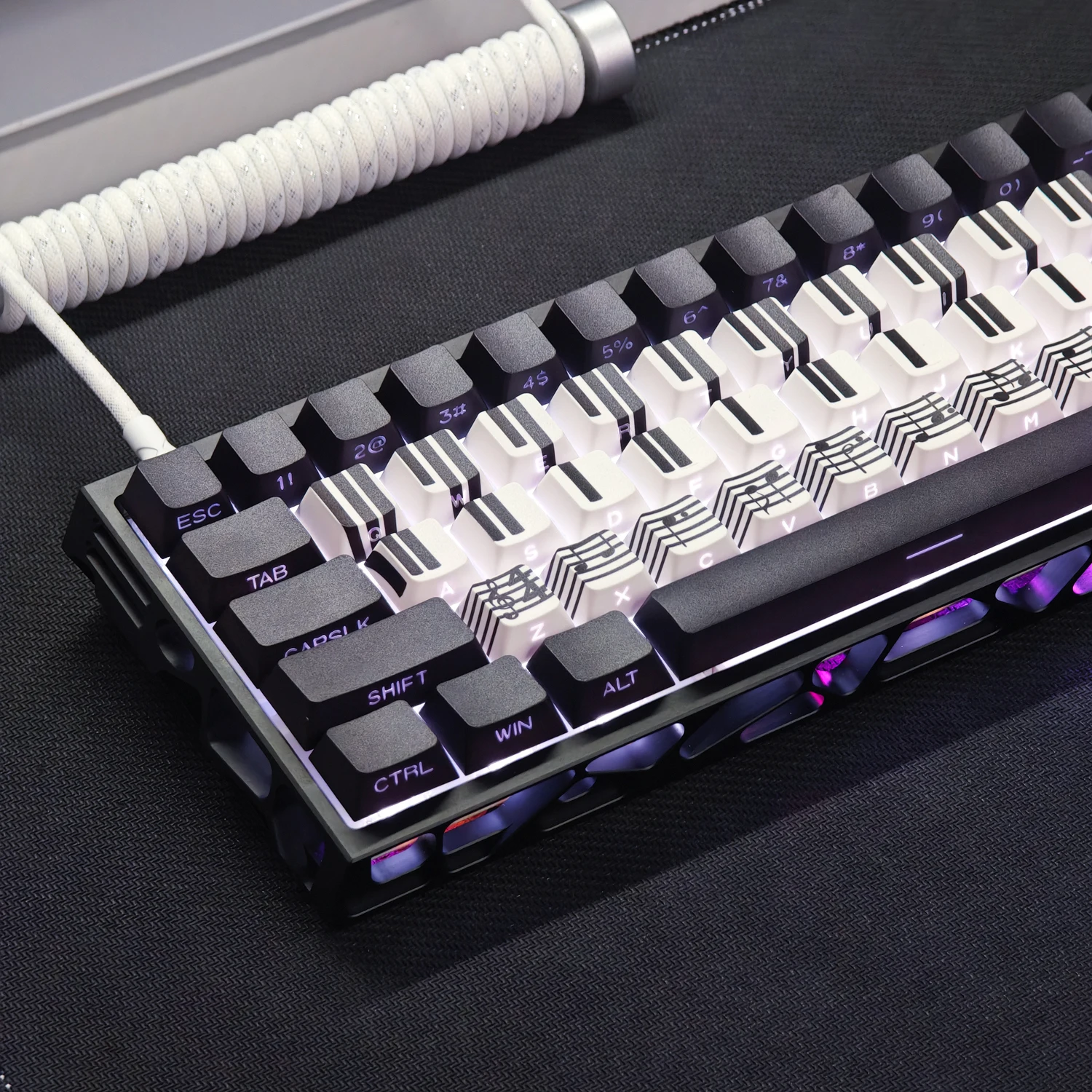 98 Keys Sky City Keycap Side Engraved Light-transmitting Wooting Keycap Ace60 Original Height 65 68 75 87