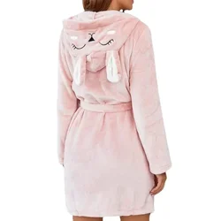 Thick Winter Womens Robes Pink Velvet Hoodies Bathrobes Long Sleeves Flannel Homewear Leisure Sleepwear Sexy Lingeries for Lady