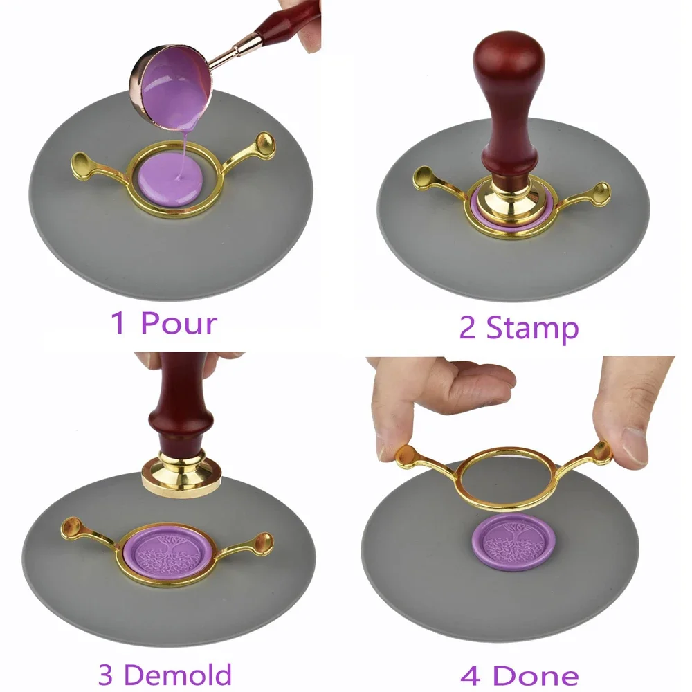 

2PCS Round and Flower Metal Wax Seal Kit for 1 Inch Wax Seal Stamp Metal Wax Seal Molds Sealing Wax Kit for Gift Wrapping