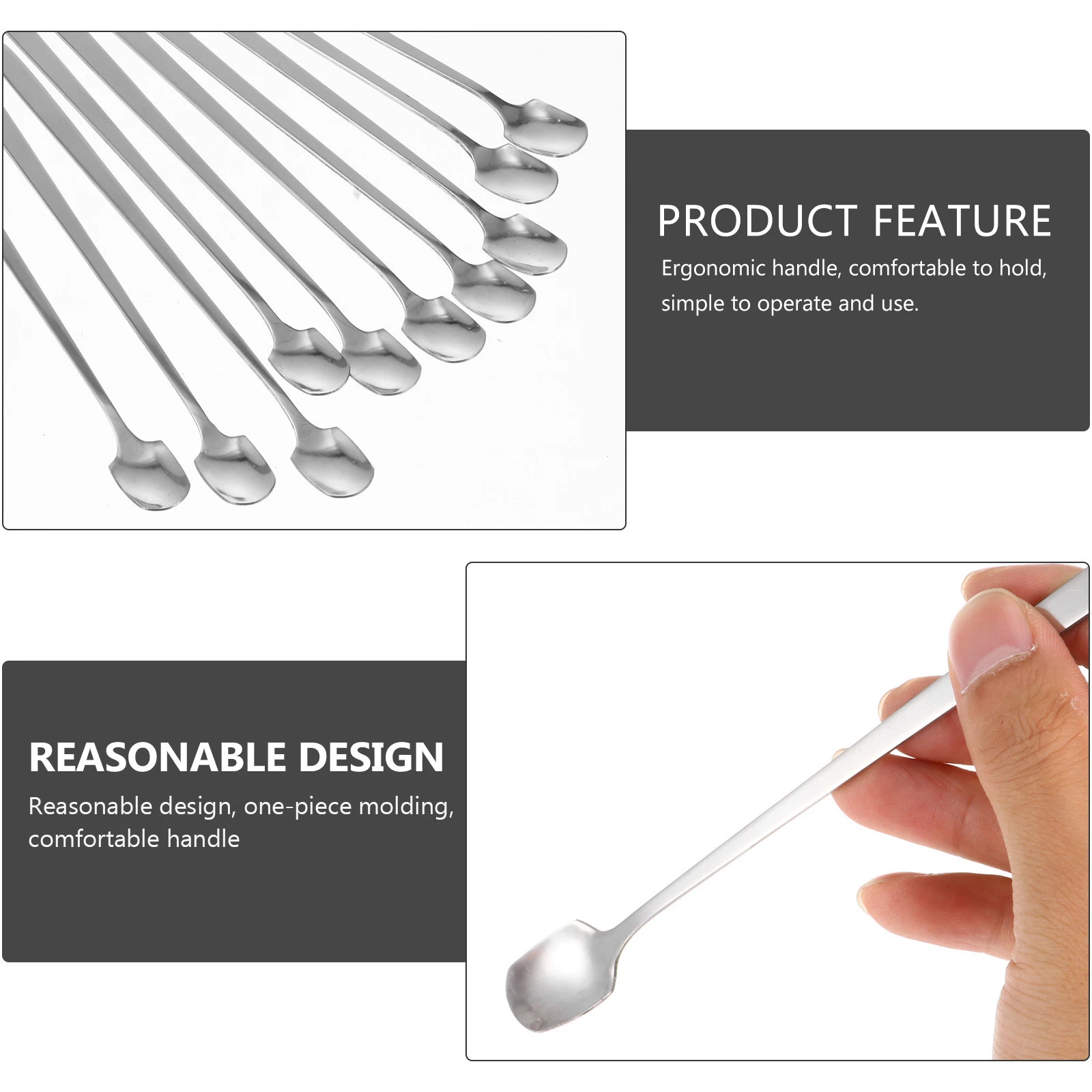 

10 Pcs Stainless Steel Long H Mixing Ice Cream Dessert Dessert Serving Spoon Tea Kitchen Tool Food Serving Spoon