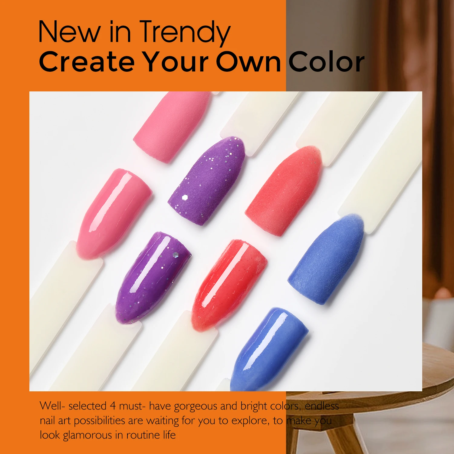 Temperatuur Kleurveranderende Dip Poeder Nagelkit Starter 4-kleuren Rood Blauw Glitter Acryl Dompelpoeder Essentiële vloeistofset