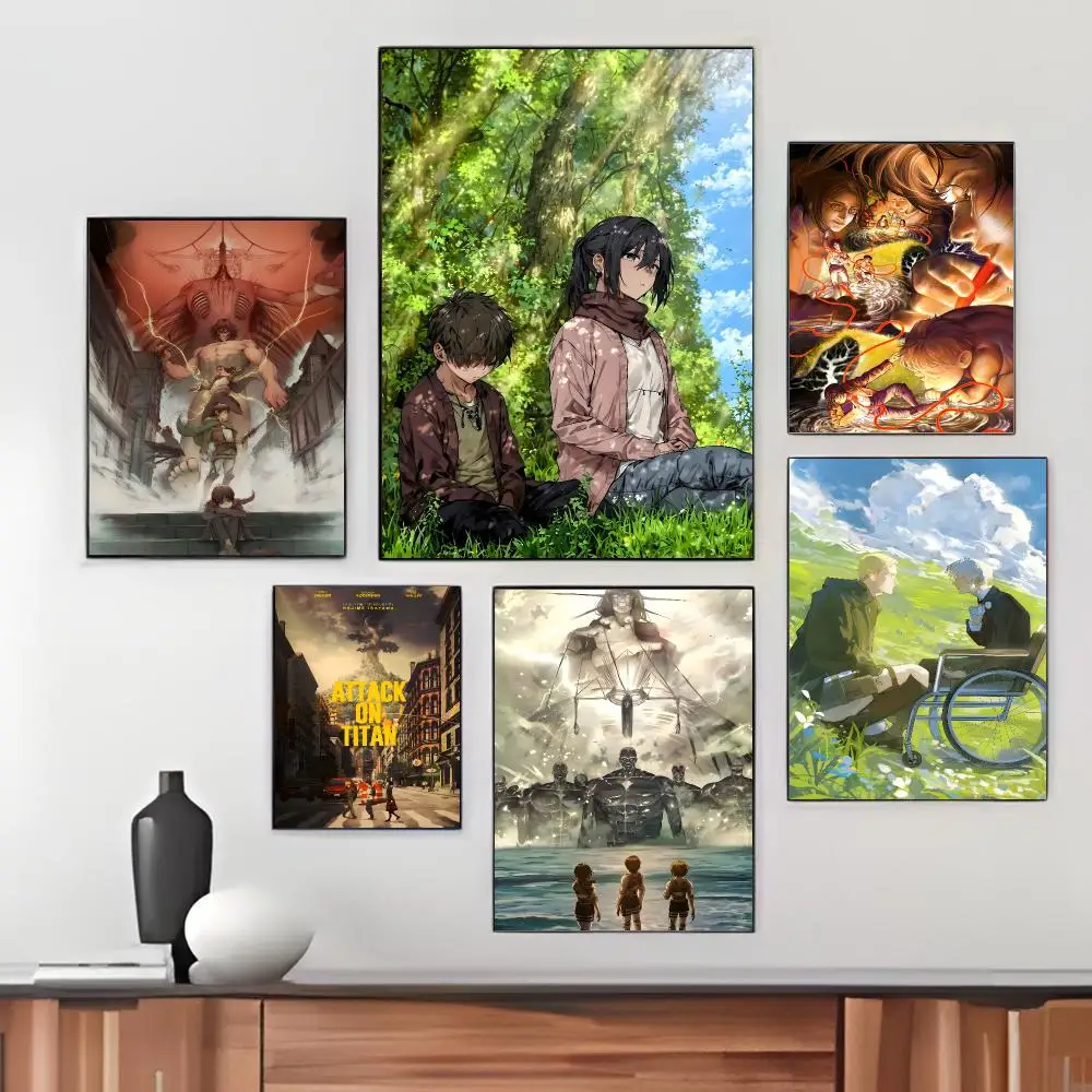 AOT Action Anime A-Attack on titan Poster Pegatina artistica HD autoadhesiva impermeable para salon dormitorio