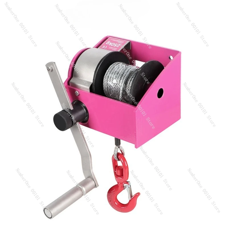 Two-Way Self-Locking Hand-Crank Winch Worm Gear Heavy-Duty Winch Manual Winch Small Crane Steel Wire Rope