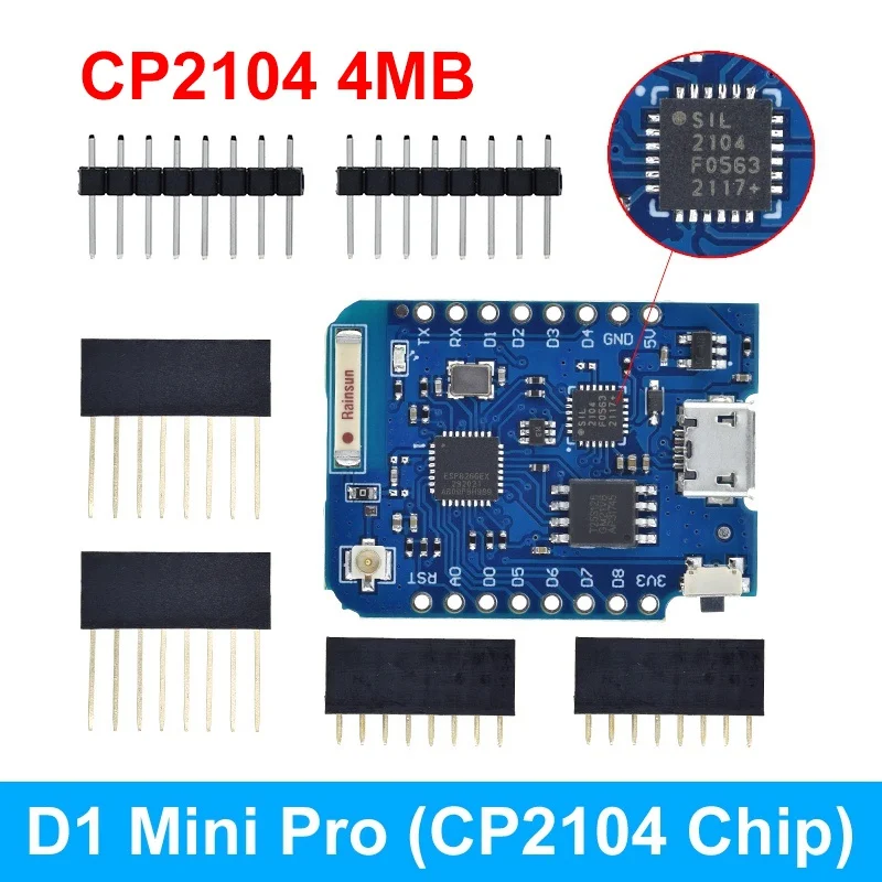TZT WeMos D1 Mini Pro V3.0 NodeMcu 4 MB/16 MB Bytes Lua WIFI Internet of Things Entwicklungsboard basierend auf ESP8266 CH340G Nodemcu V2 – Detail 8