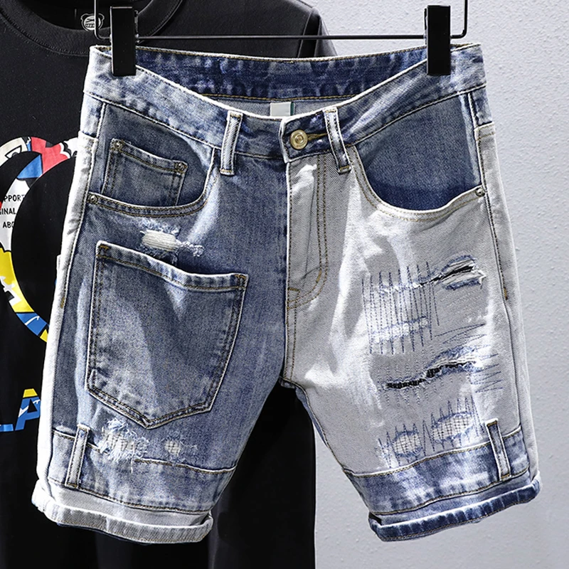 

Supzoom New Arrival Hot Sale Fashion Summer Zipper Fly Stonewashed Casual Patchwork Cotton Jeans Shorts Men Cargo Denim Pockets