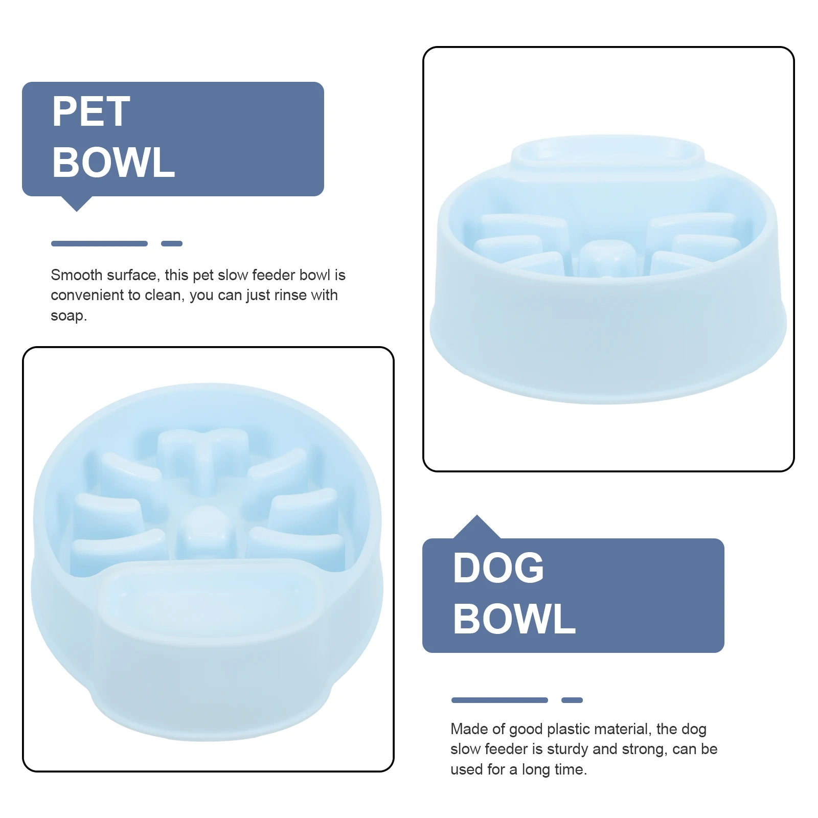 

Slow Feeder Dog Bowls Anti choking Pet Food Bowl Plastic Wear resistant Cat Supplies Blue Color Dog Bowl Pet Feeding Bowls Safe