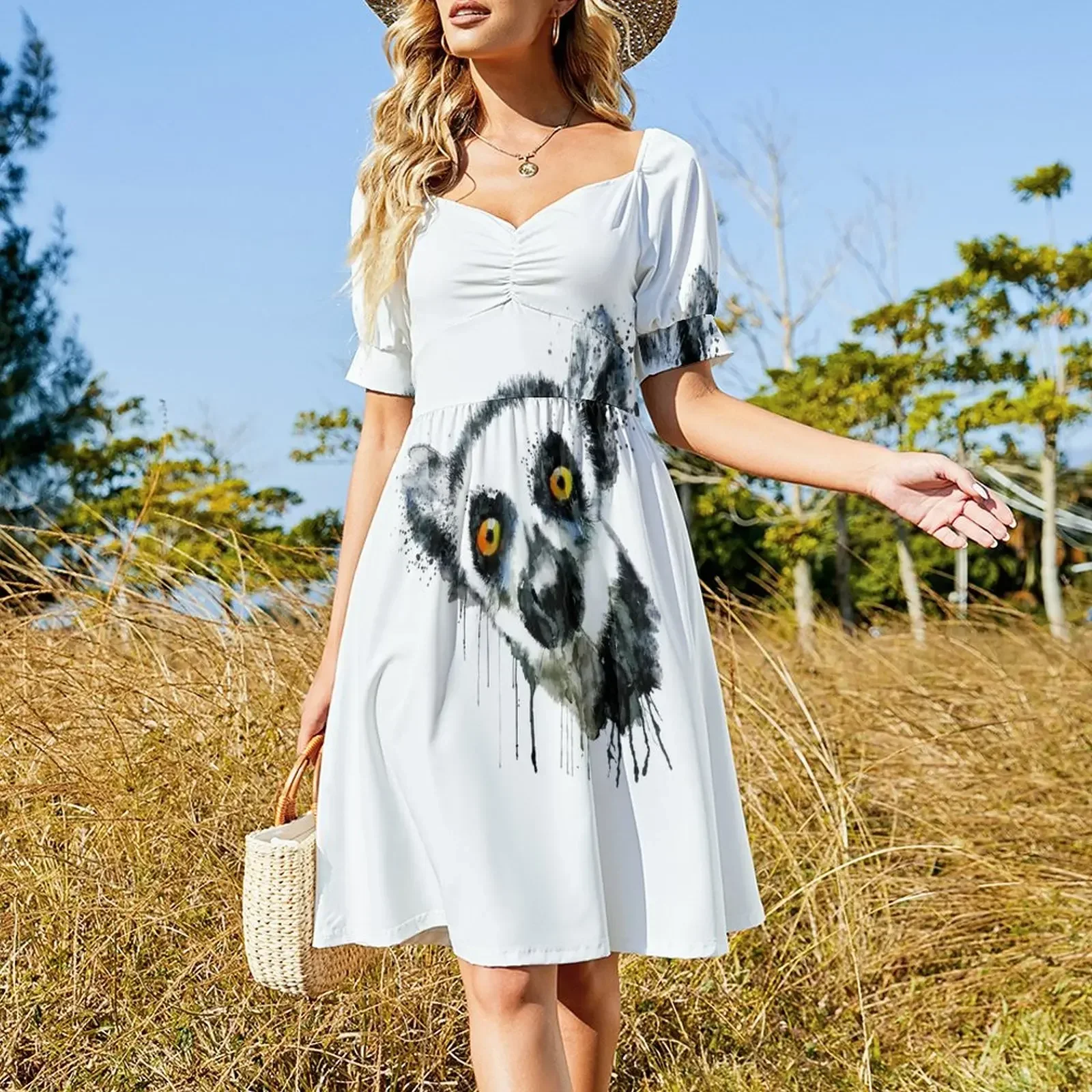 Lemur Head Short-Sleeved Dress clothes long dress women prom dress 2025 wedding dresses for woman