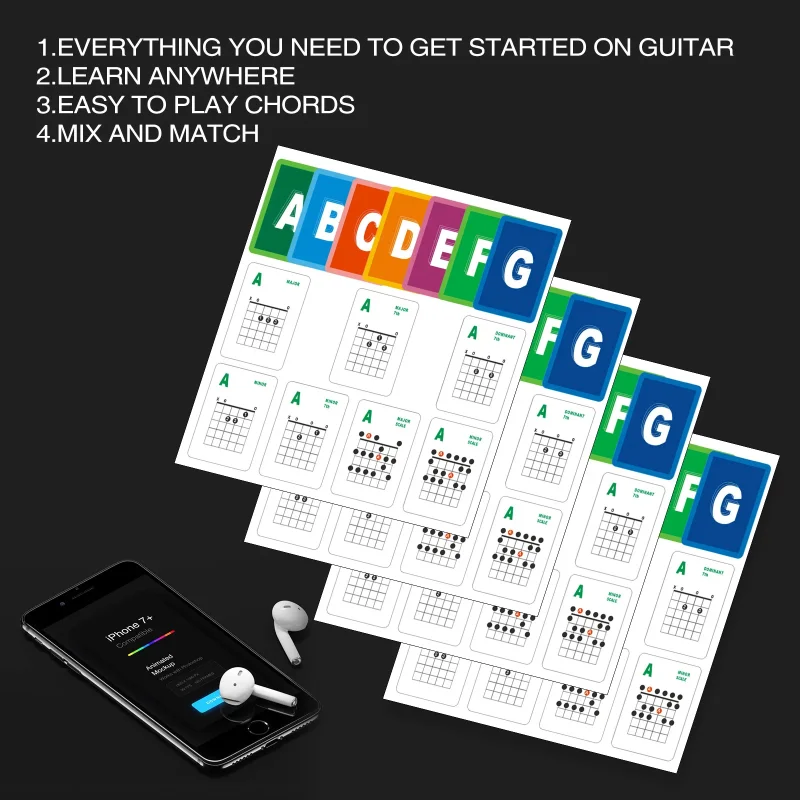 49 Guitar Chord Fingering Charts Six-String Electric Guitar Chords Folk Guitar Chord Charts Exercise Fingering Practice Charts